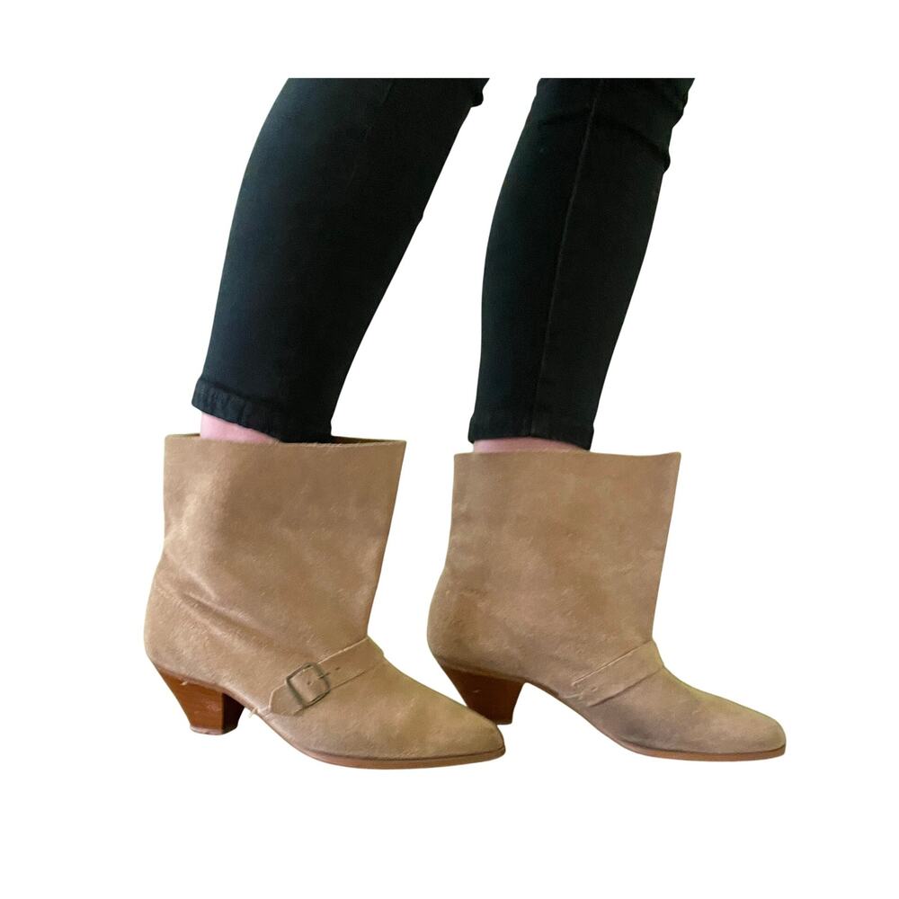Slouchy Suede Ankle Boots with Low Cone Heel